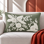 Olive Garden Embroidered Lumbar Cushion Cover