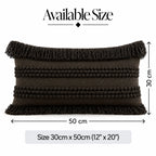 Dark Fringe Boho Lumbar Cushion Cover
