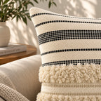 Monochrome Boho Stripe Cushion Cover