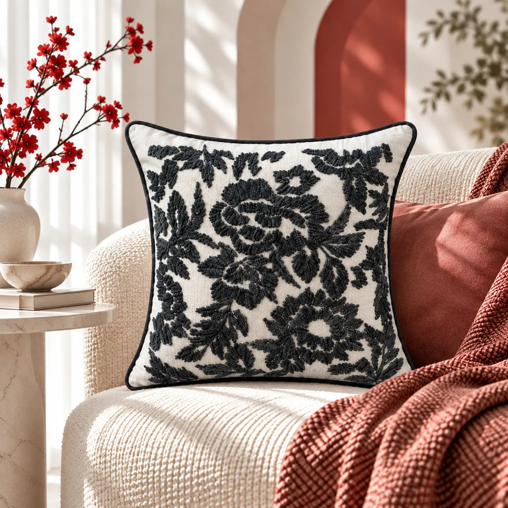 Inksprig Embroidered Cushion Cover
