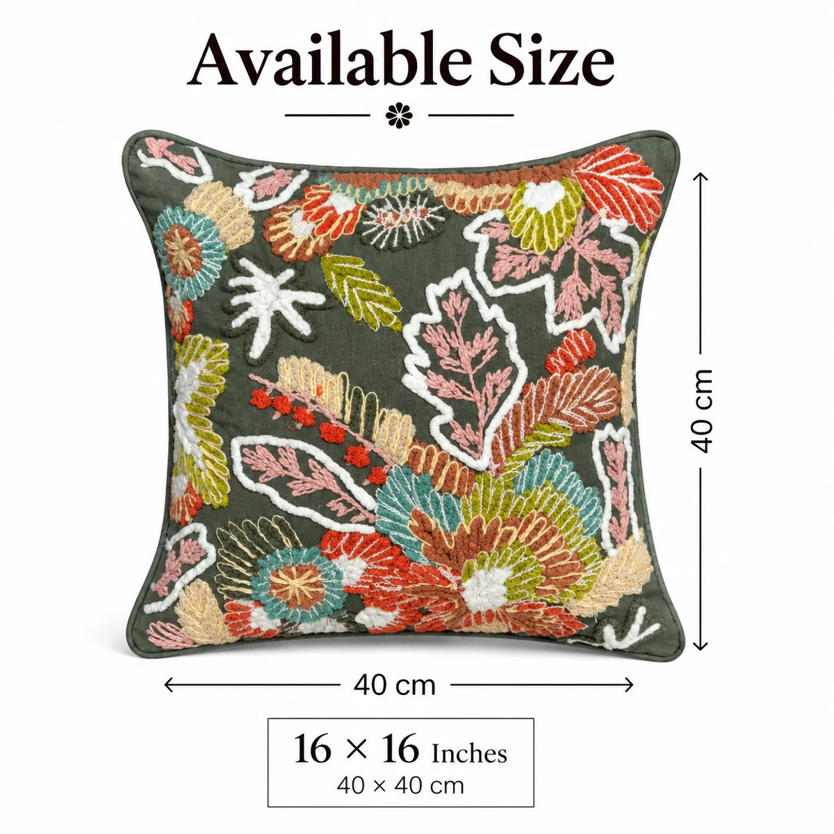 Fernmoire Embroidered Cushion Cover