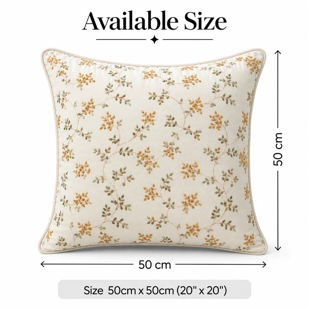 Artisan Bloom Embroidered Cushion Cover