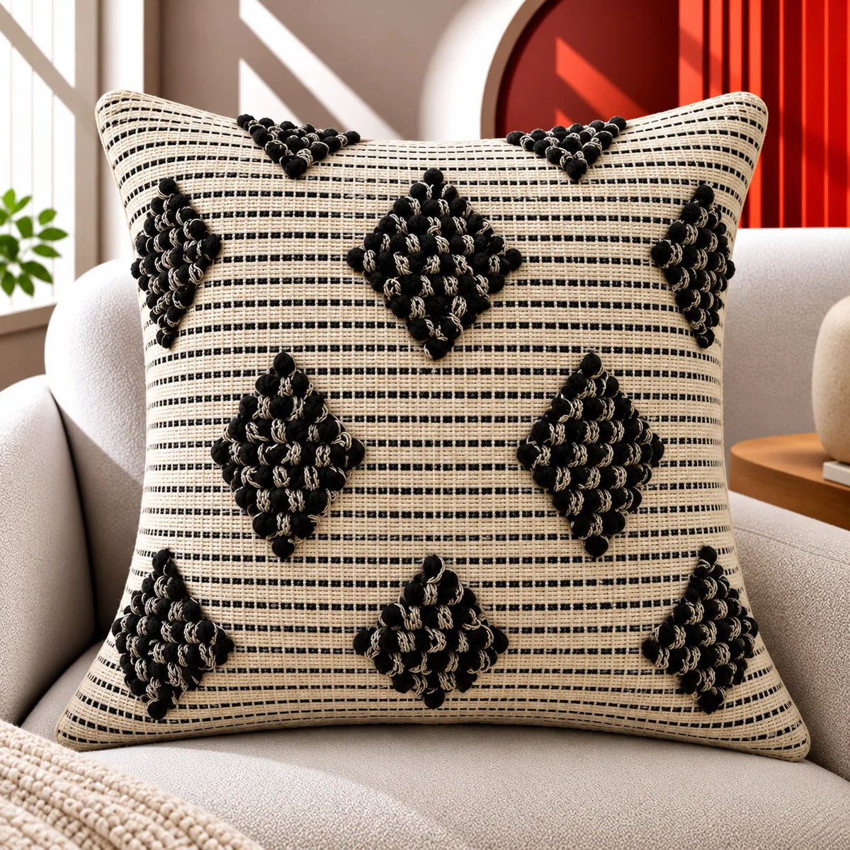 Salt & Pepper Woven Boho Cushion Cover