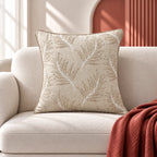Ivory Leaves Embroidered Cushion Cover
