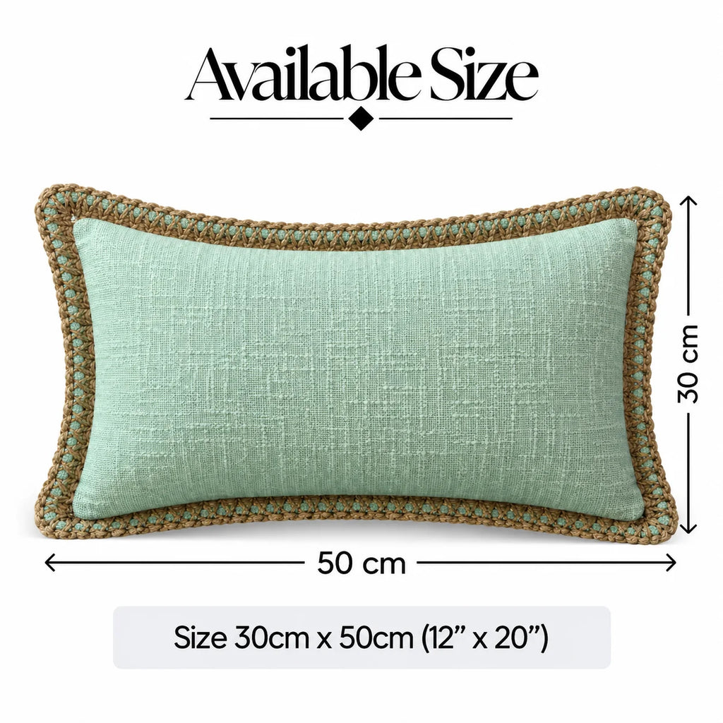 Sky Mist Jute Lace Cushion Cover