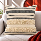 Monochrome Boho Stripe Cushion Cover