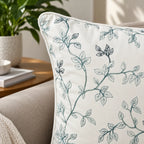 Flora Crest Embroidered Cushion Cover