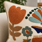 Harvest Bloom Embroidered Cushion Cover