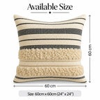Monochrome Boho Stripe Cushion Cover