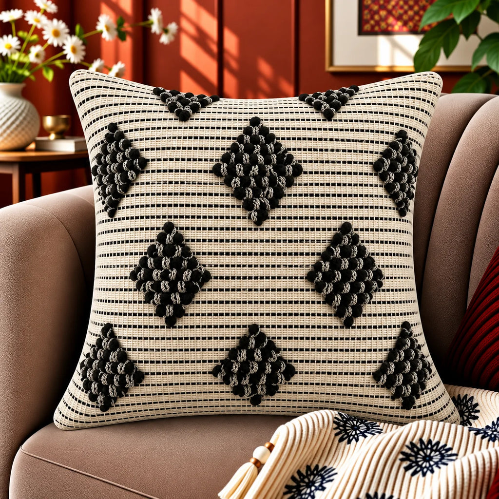 Salt & Pepper Woven Boho Cushion Cover