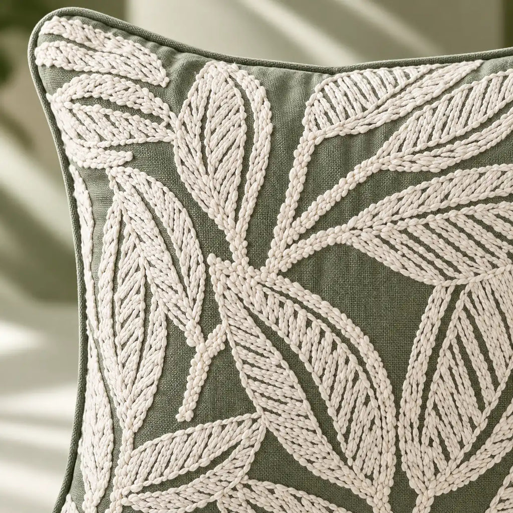 Vineletter Embroidered Cushion Cover