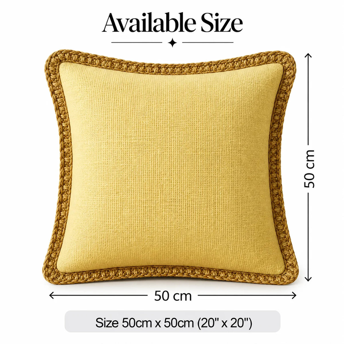 Lemon Delight Jute Lace Cushion Cover
