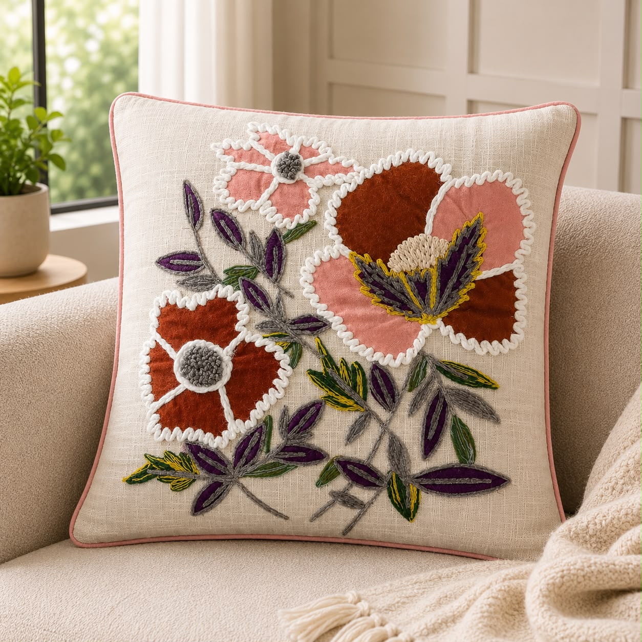 Premium Embroidered Cushion Cover