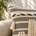 Geometric Embroidered Cotton Cushion Cover