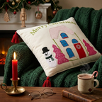 Pink Cottage Christmas Cushion Cover