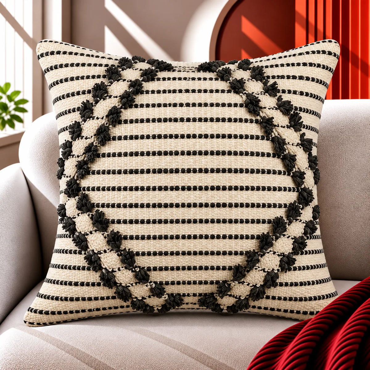 Sleek Striped Monochrome Cushion Cover