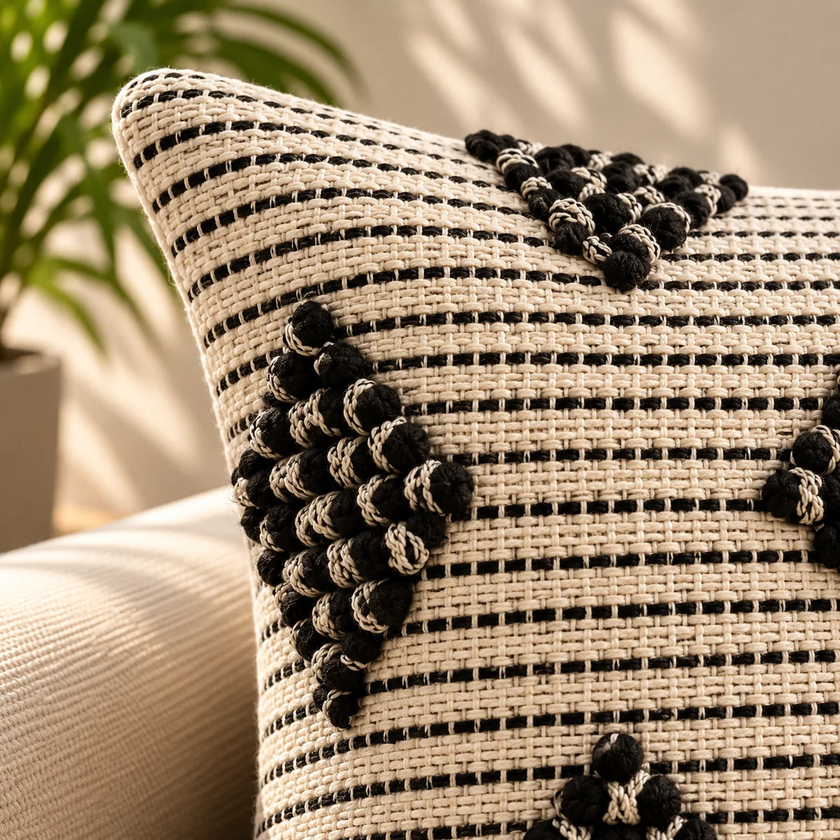 Salt & Pepper Woven Boho Cushion Cover