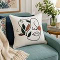 Slub-cotton Embroidered Cushion Cover, 60cm X 60cm (24" X 24")