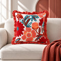 Coral Vine Embroidered Cushion Cover