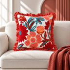 Coral Vine Embroidered Cushion Cover
