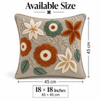 Autumn Flowers Embroidered Cushion Cover