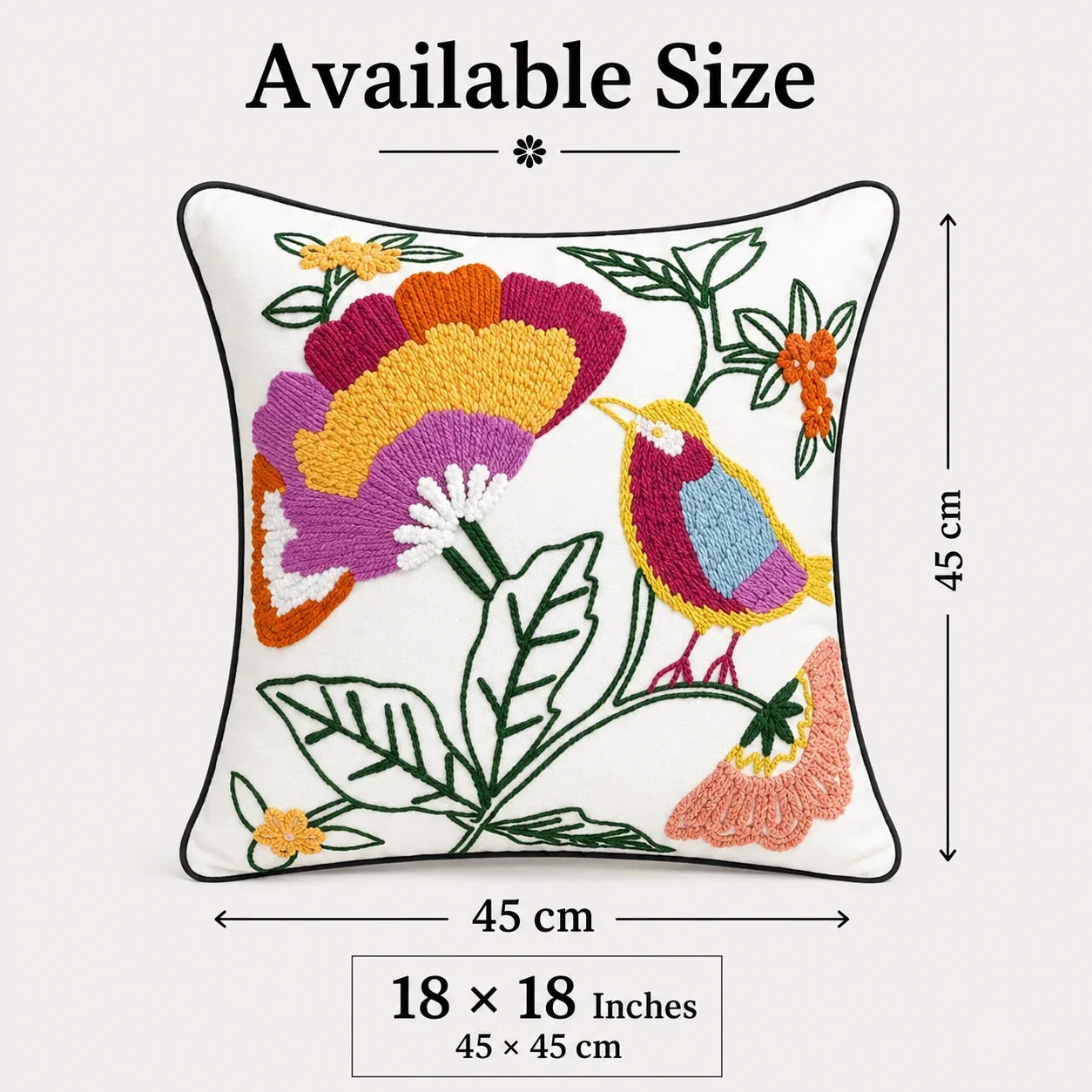 The Painted Perch - Premium Embroidered Cushion Cover