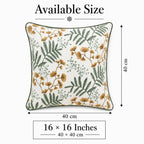 Golden Fern Embroidered Cushion Cover