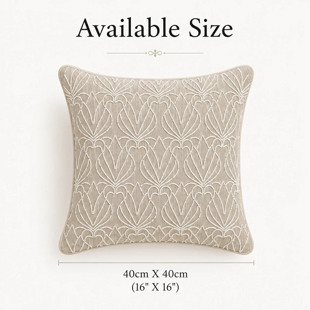 Petal Pattern Beaded Cushion Cover