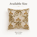 Golden Scroll Beaded Cushion Cover