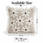 Daisy Ruffle Premium Embroidered Cushion Cover