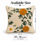 Golden Flower Embroidered Cotton Cushion Cover