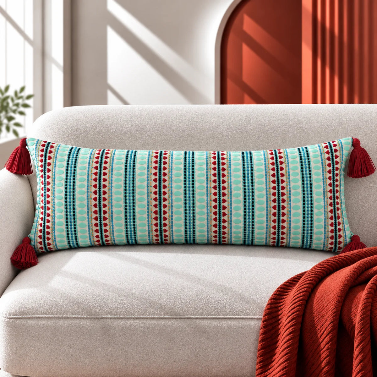 Classic Bloom Jacquard Lumbar Cushion Cover