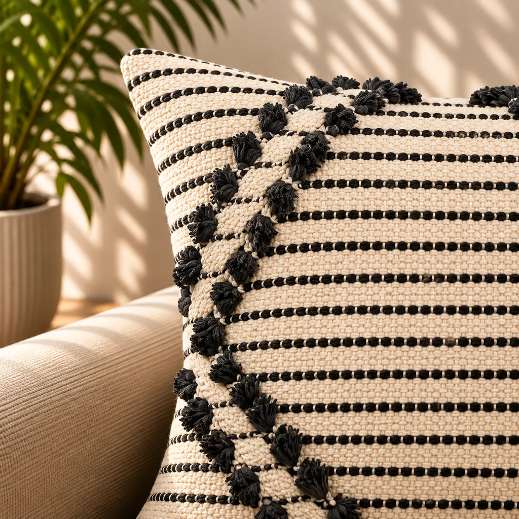 Sleek Striped Monochrome Cushion Cover