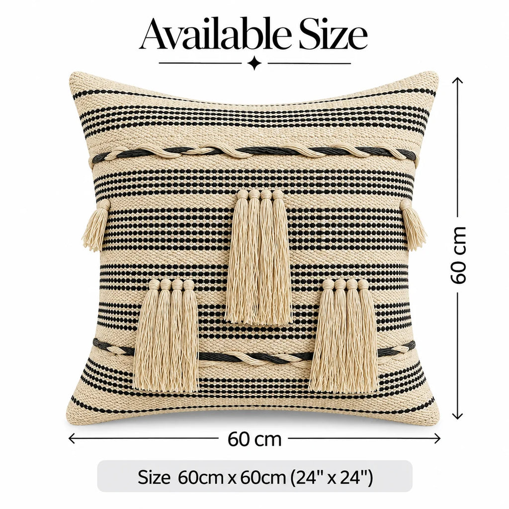 Geometric Embroidered Cotton Cushion Cover
