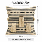 Geometric Embroidered Cotton Cushion Cover