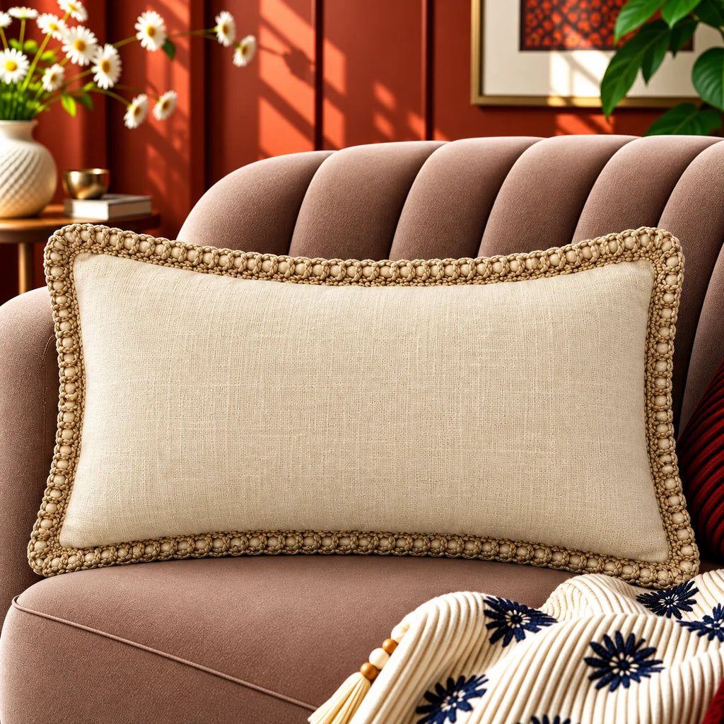 Luxe Slub Solid Lumbar Cushion Cover