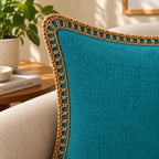 Azure Blue Jute Lace Cushion Cover