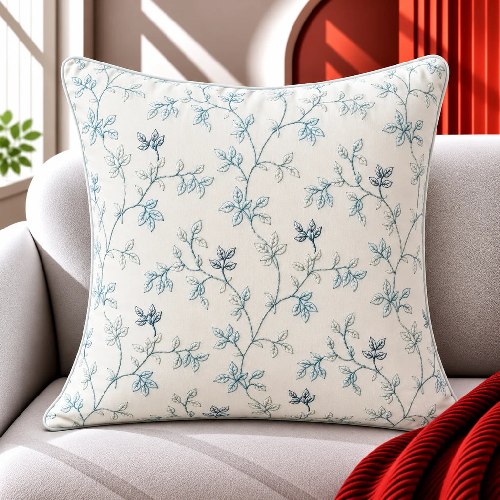 Artisan Slub Embroidered Cushion Cover