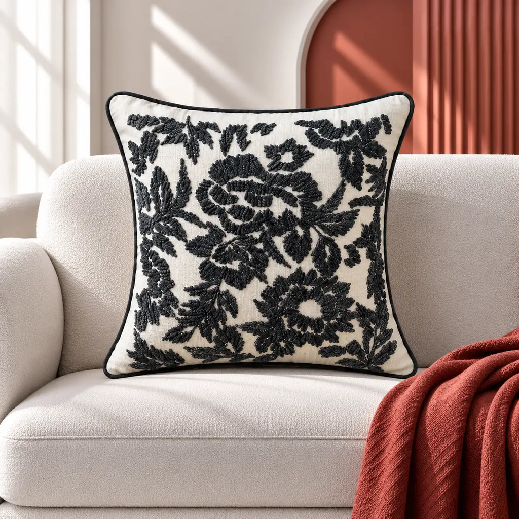 Inksprig Embroidered Cushion Cover