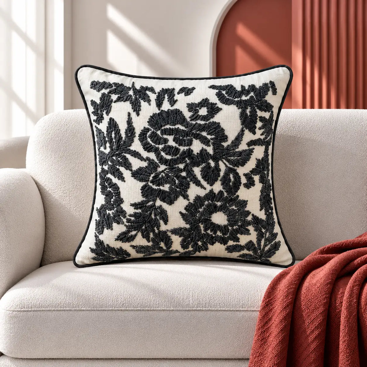 Inksprig Embroidered Cushion Cover