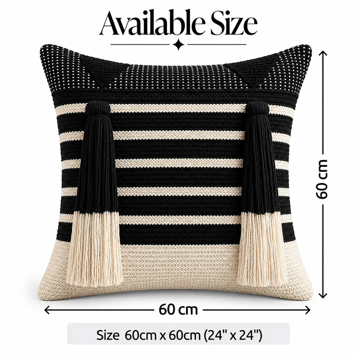 Midnight Fringe Boho Cushion Cover