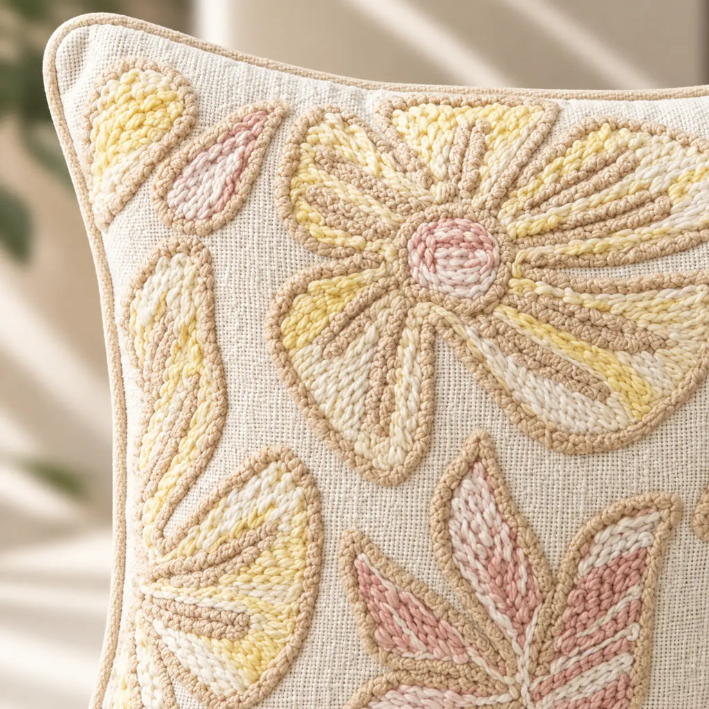 Petalora Embroidered Cushion Cover