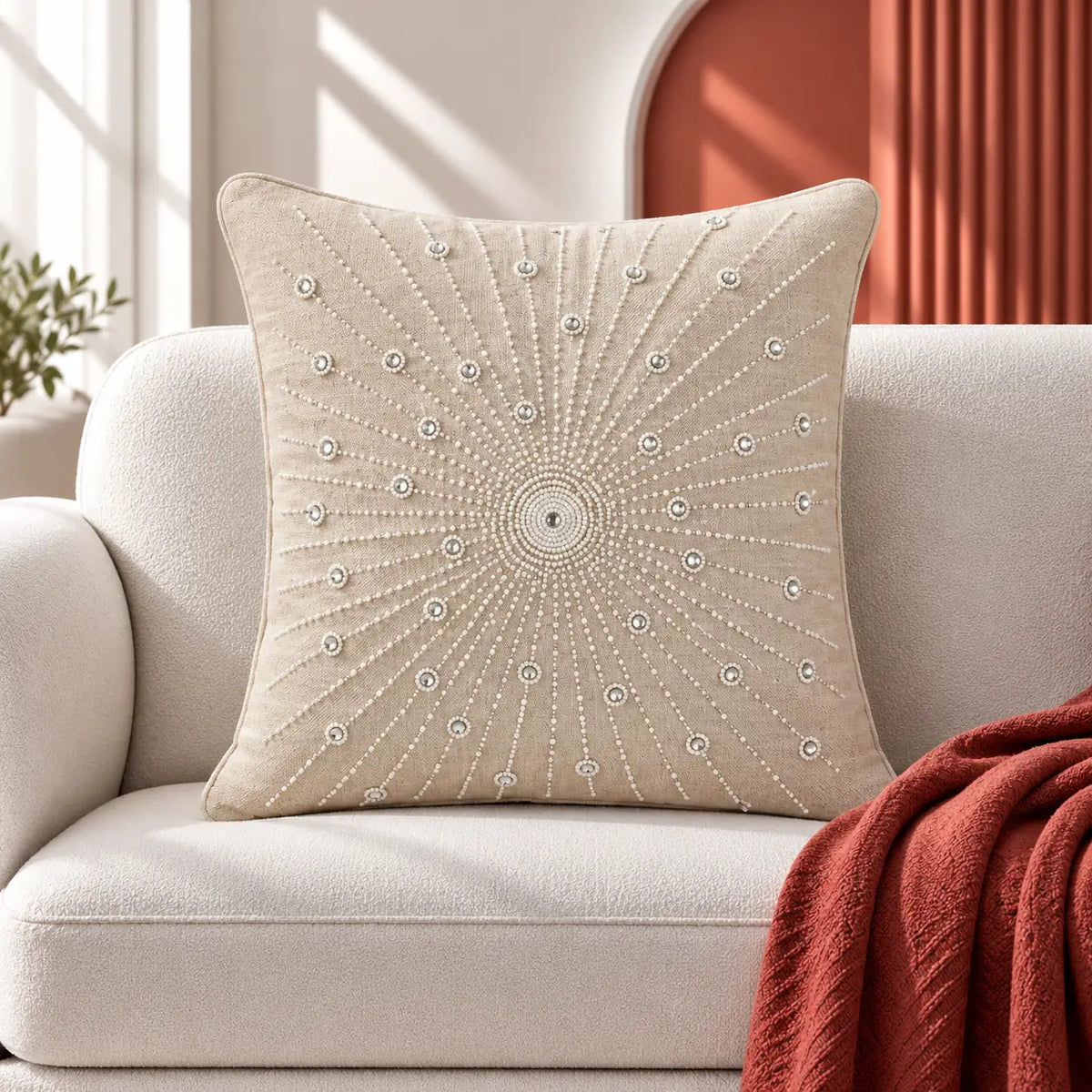 Aureline  Beaded Cushion Cover