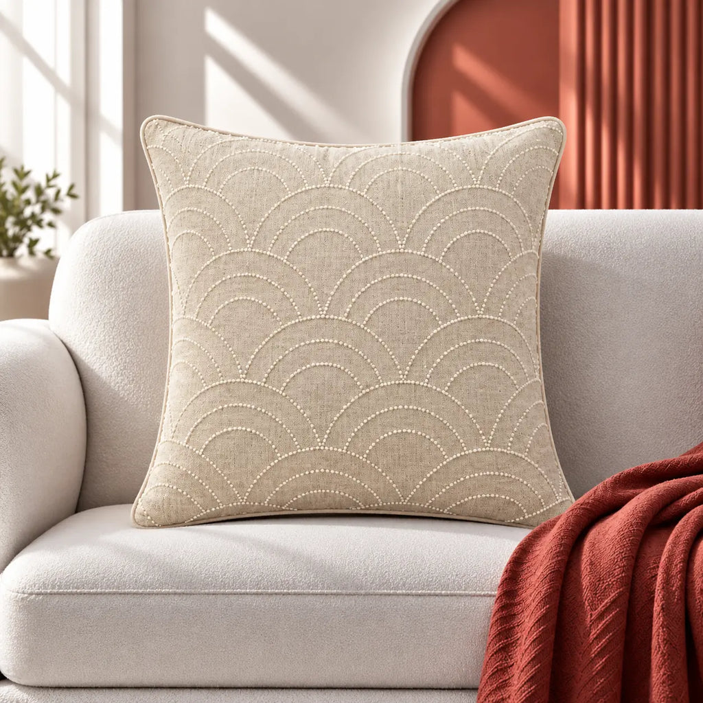 Arc Weave Bead Work Cushion Cover