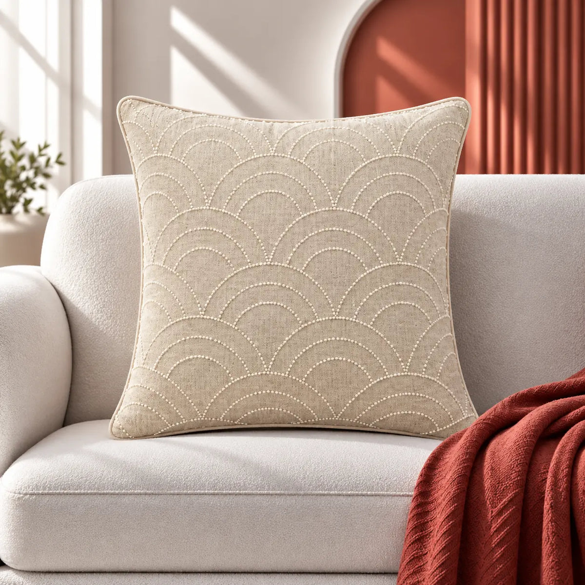 Arc Weave Bead Work Cushion Cover