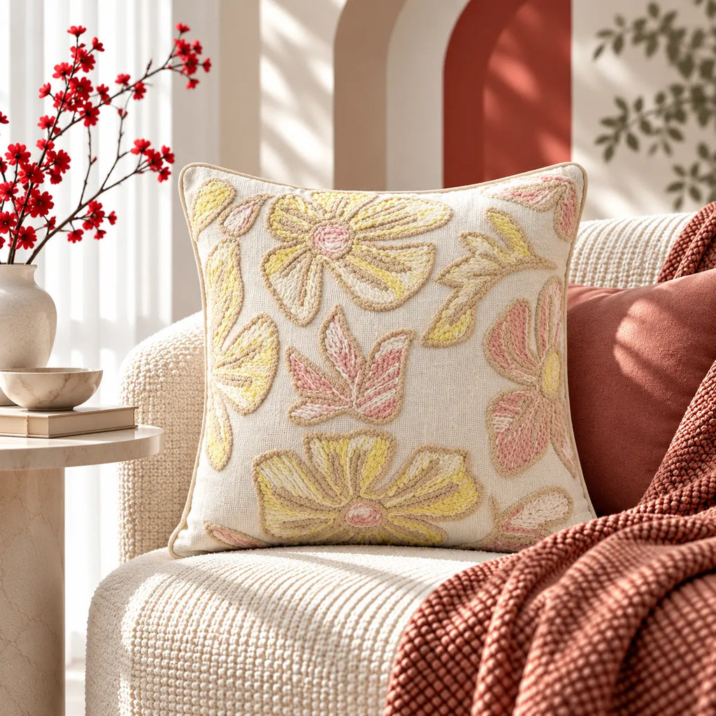 Petalora Embroidered Cushion Cover
