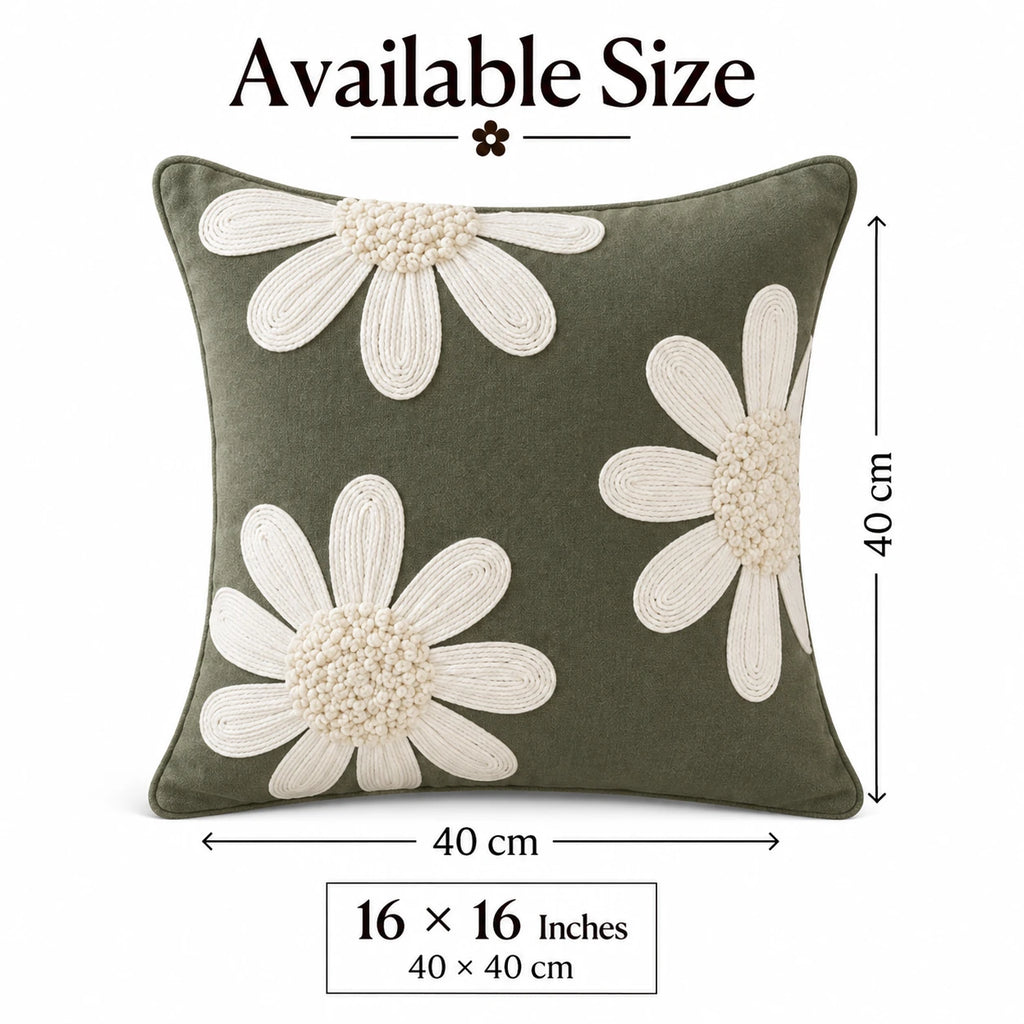 Daisy Loom Embroidered Cushion Cover