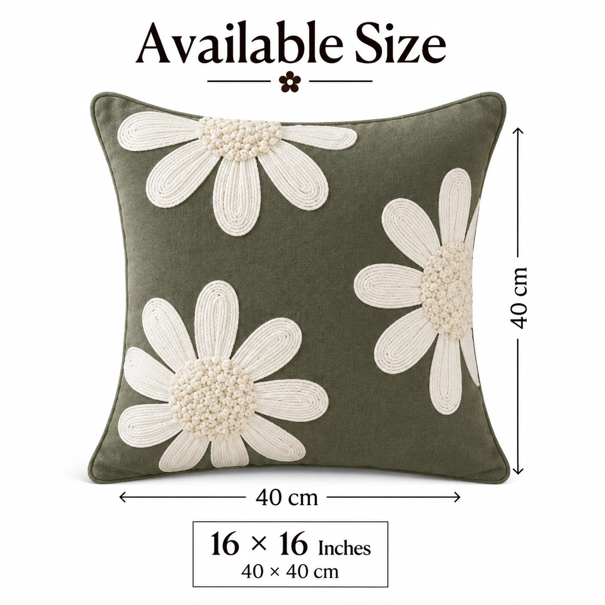 Daisy Loom Embroidered Cushion Cover