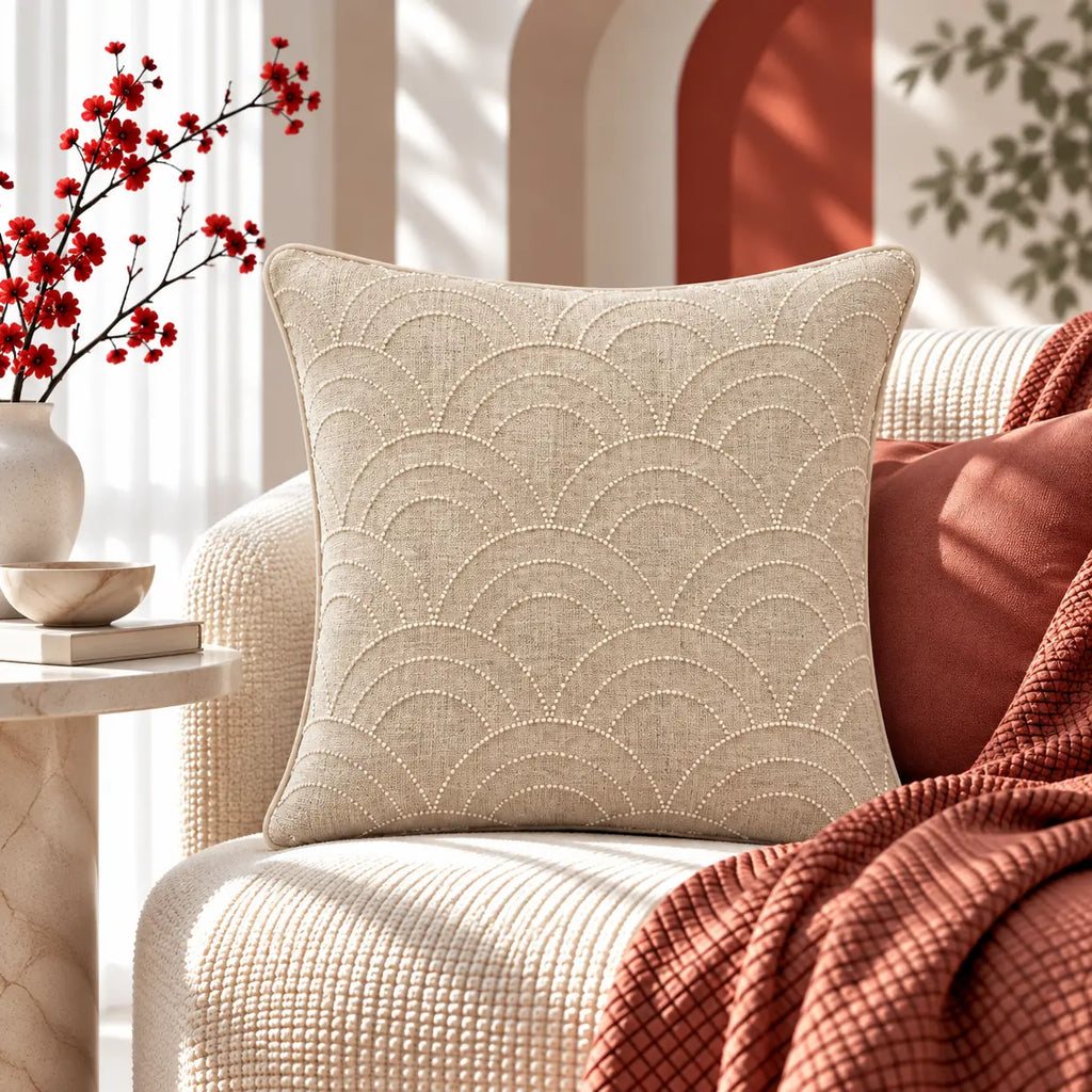 Arc Weave Bead Work Cushion Cover