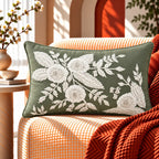 Olive Garden Embroidered Lumbar Cushion Cover